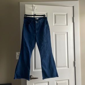 Viden Pli size 2 flare blue jeans with raw edge